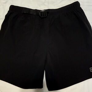 Men's Black Hybrid Active Shorts with Integrated Web Belt